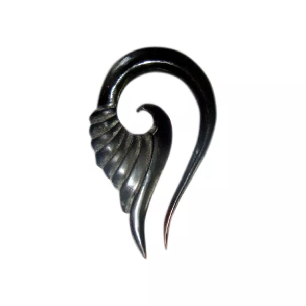 Tribal Ear Gauge Pair Feather Expander Piercing Horn Wood Bone Hook Organic