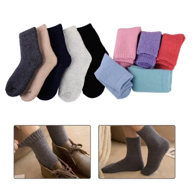 5Pairs Women Men Thicken Thermal Wool Socks Casual Soft Winter Hiking Warm Socks