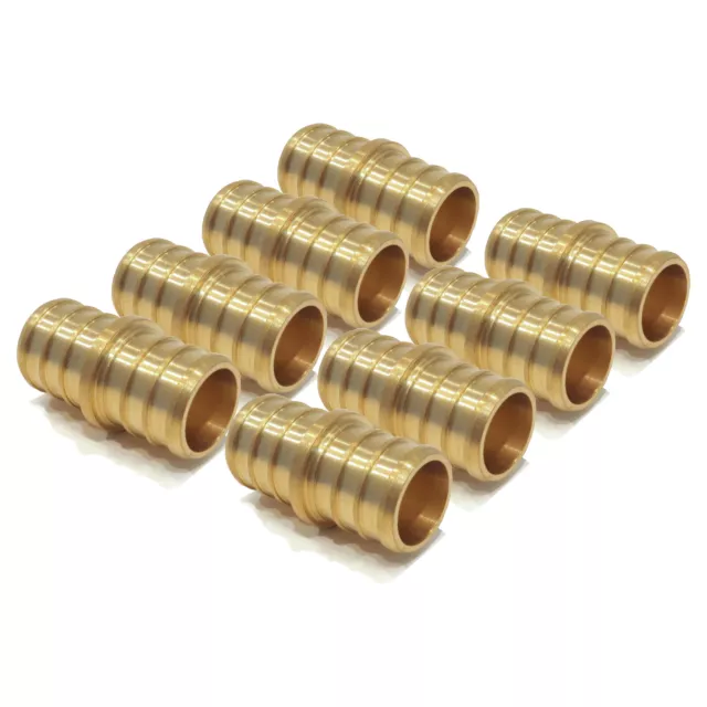 (8) 3/4" x 3/4" PEX BRASS COUPLINGS Crimp Fitting Connector Coupler LEAD FREE