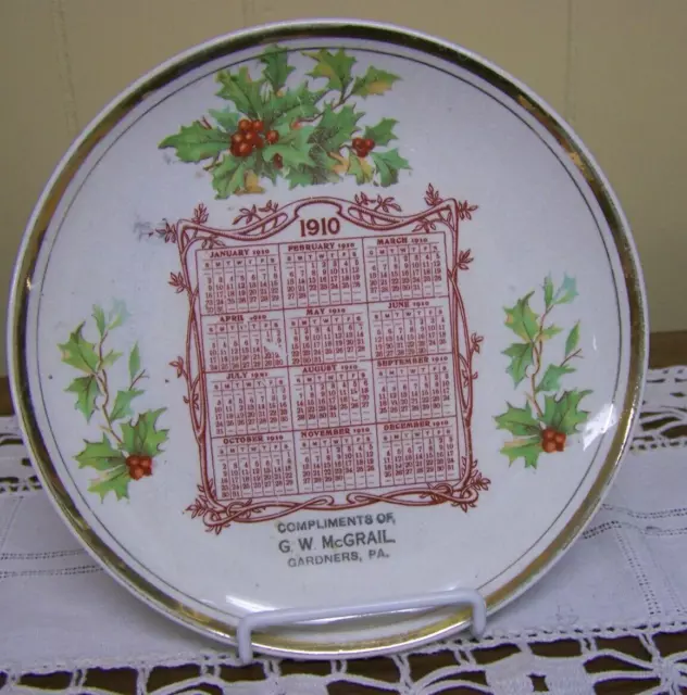 1910 Dresden China Plate Advertising for G. W. McGrail, Gardeners, PA