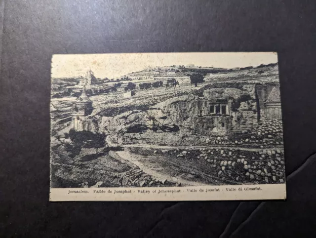 1928 Palestine EEF Overprint Postcard Cover Jerusalem to Batavia NY USA