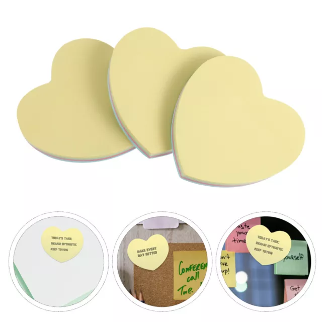 3 Pcs Heart Shaped Notes Office Supply School Supllies Times Posted