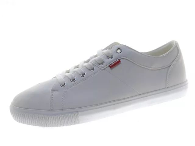 Levis Herren Schuhe Sneaker Laufschuhe Schnürschuhe Weiß Leder Gr 45