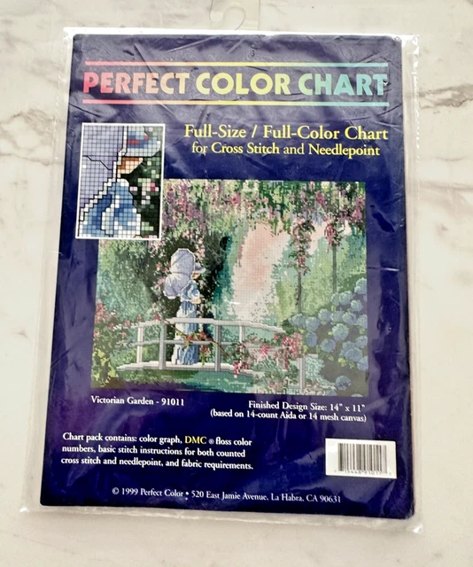 PERFECT COLOR CHART "Victorian Garden" CrossStitch Pattern 91011NOS