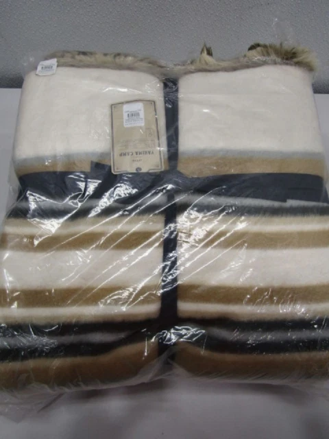 Pottery Barn Pendleton Yakima Faux Fur Stripe Throw Blanket