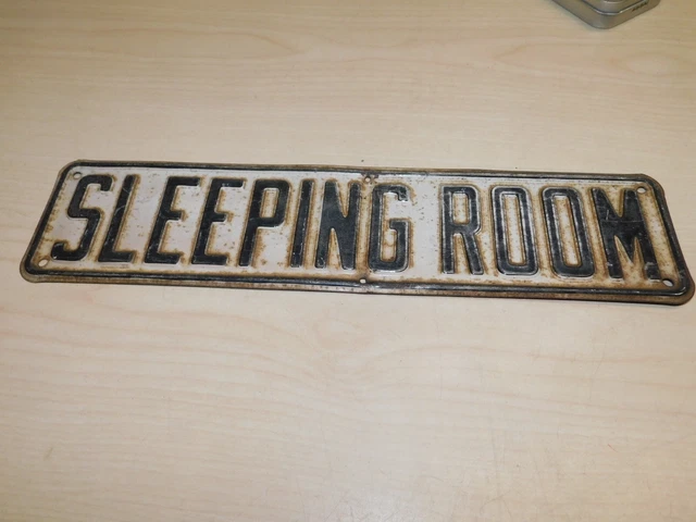 SLEEPING ROOM Embossed Tin Metal Sign Vintage