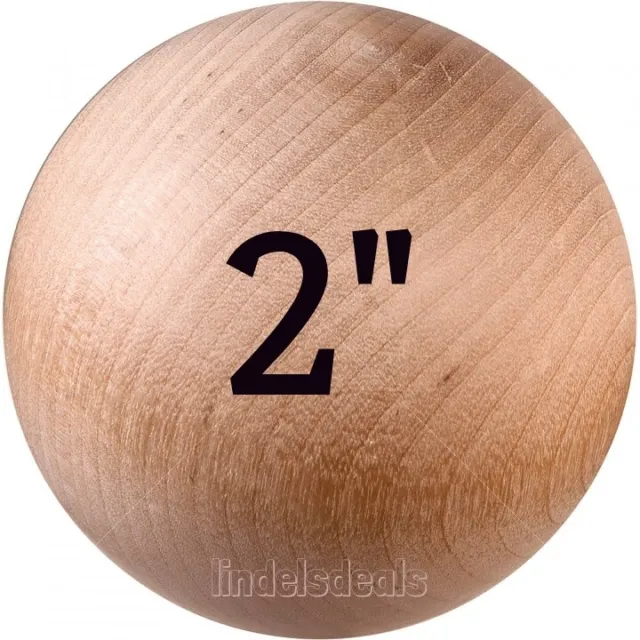 2 INCH Wood Balls Unfinished Solid Hardwood Stain Grade Balls / 5 Ball Lot