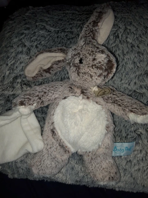 Doudou Mouchoir Lapin Marron Gris Blanc Les Flocons 20 Cm Babynat