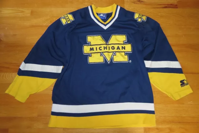Vintage Starter MICHIGAN WOLVERINES (MED) Hockey Jersey w Twilled Stitched Crest