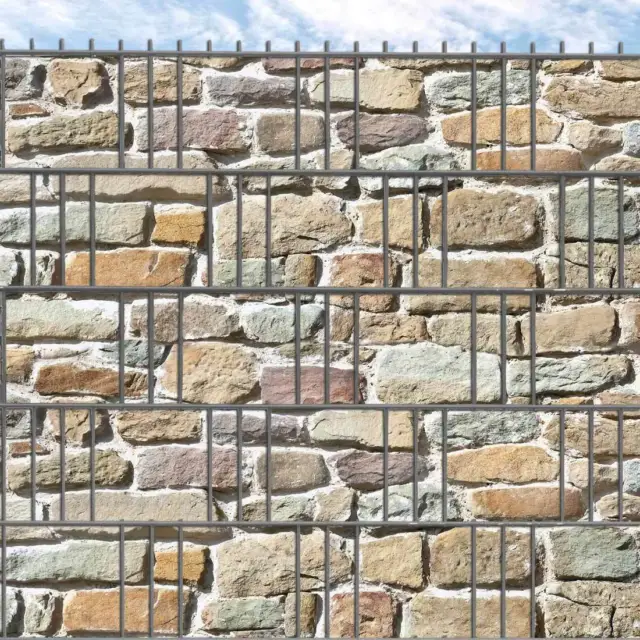 M-tec Sichtschutz Burgsteinmauer | Bedruckte Zaunblenden für Doppelstabmatten