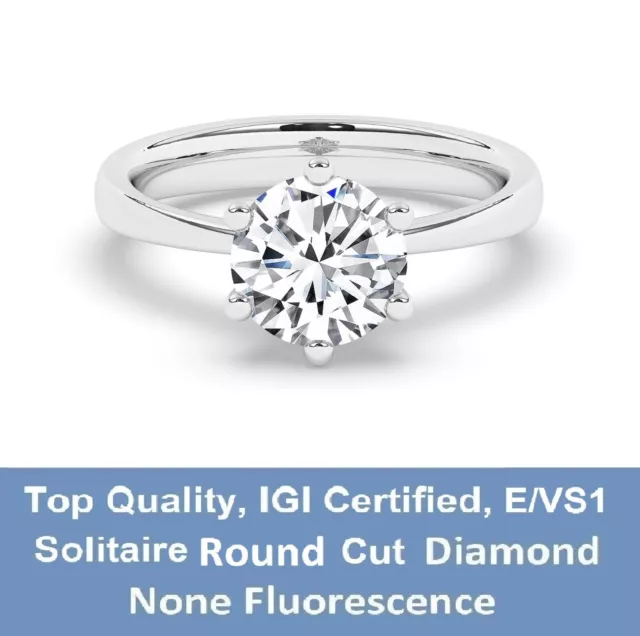 Round Solitaire 14K White Gold Engagement Ring, F/VS1, 2.00 ct,Lab-grown IGI 3