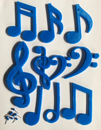 Blue Music Notes & Treble Bass Clef Heart Wall Music Decor