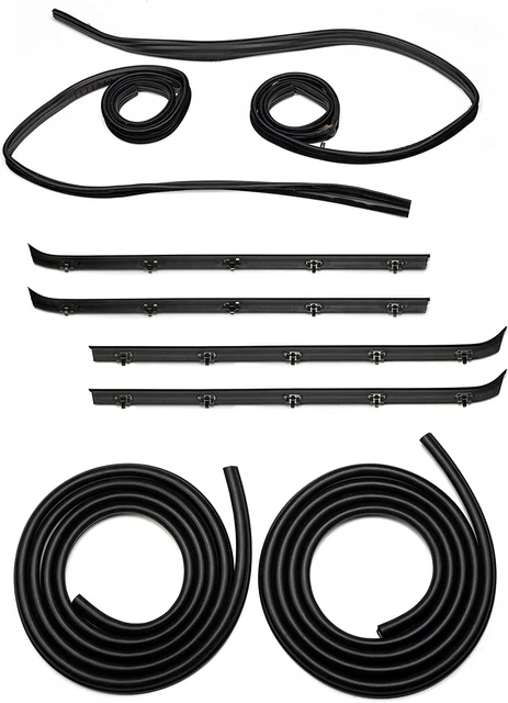 Front Door Window Molding Rubber Felt Trim Seal Weatherstrip Kit Compatible with
