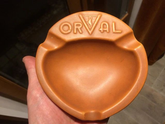 Ancien Cendrier En Gres Emaille Souvenir Abbaye Biere Orval Belgique