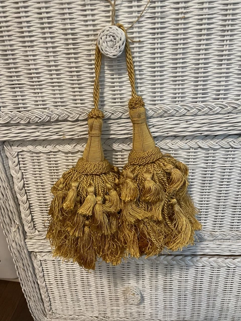 Set Of 2 (1pair) Decorative Tassel Rope Curtain Drape Tie Backs  Gold