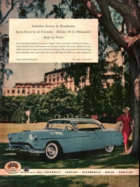 1954 Olds Oldsmobile Holiday 88 Coupe large-mag car ad -fashion- Westchester NY