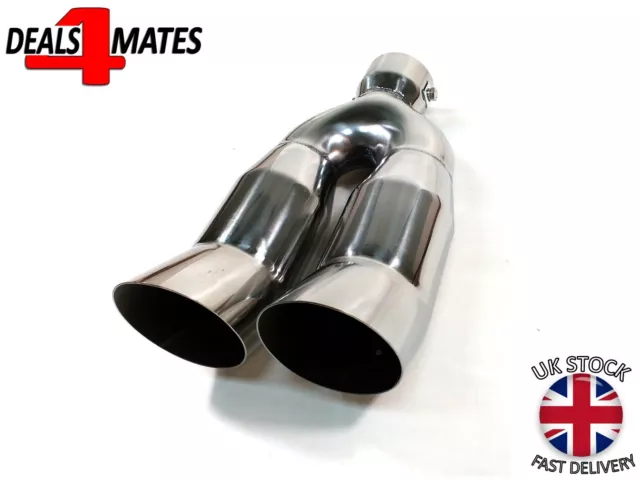 Racing Stainless Steel Universal Exhaust Tailpipe Tip Twin Muffler Pipe