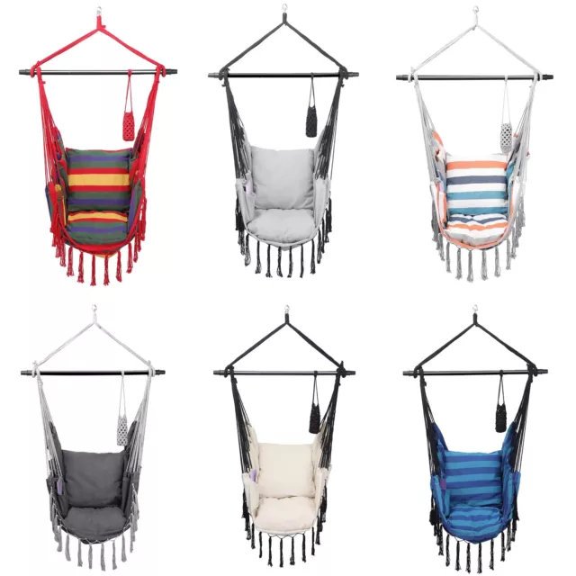 MIADOMODO® Hängesessel - Outdoor und Indoor, mit Kissen, Haken, für Kinder/Erwac