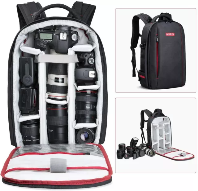 Beschoi Camera Backpack Bag Waterproof Large Capacity for Nikon Canon DSLR SLR