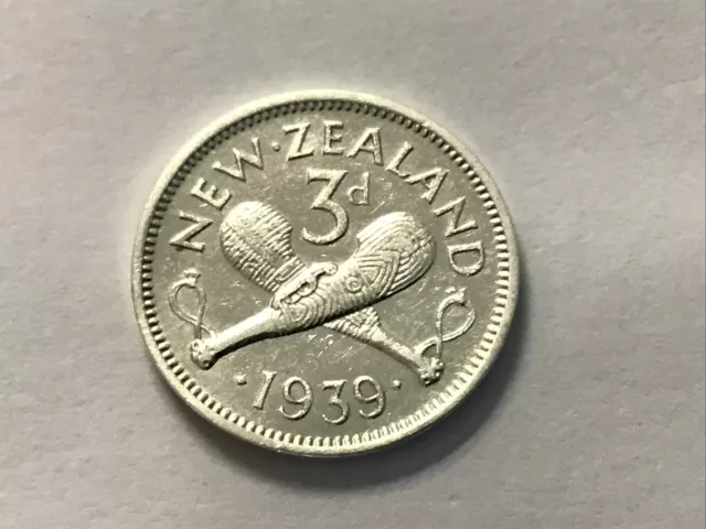 1939 New Zealand 3 Pence Silver