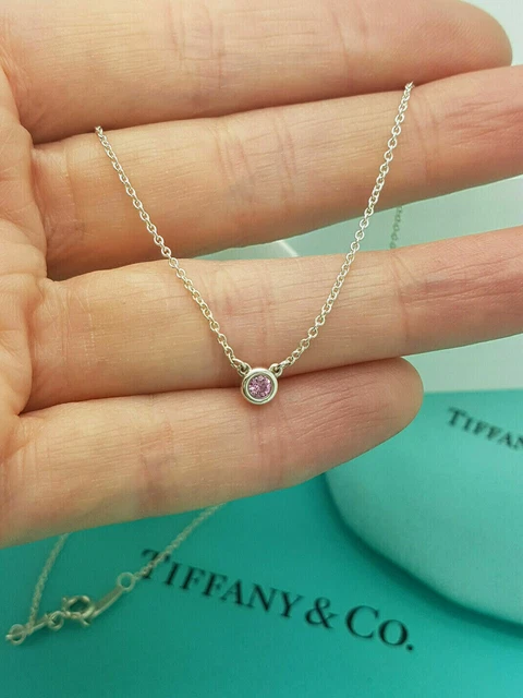 TIFFANY CO Elsa Peretti 0.18ct Pink Sapphire Color by the Yard Silver Necklace 474.99 PicClick UK