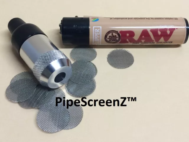 SILVER COLOR 'Sneak a Toke' Pocket Tobacco Pipe + SCREENS + RAW CLIPPER LIGHTER