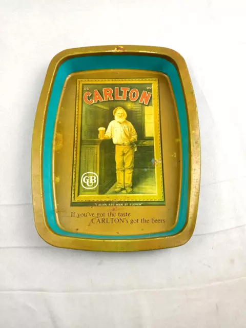 Vintage CUB Carlton Beer Tin Serving Tray - Mancave - Bar Sign Well used