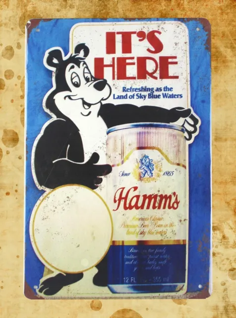 Hamms Beer drink bar bear tin metal sign rustic decor