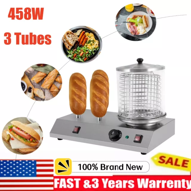 Stainless Steel Hotdog Steamer Machine Bun Warmer Commercial 850W Dog Cooker USA