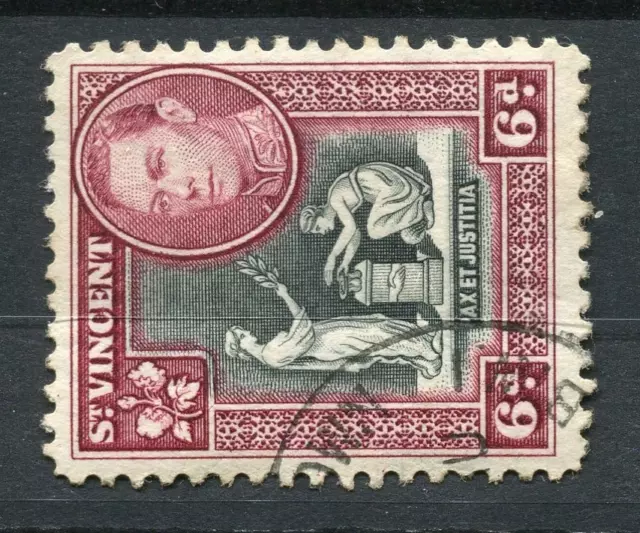 ST.VINCENT; 1938 early GVI pictorial issue fine used 6d. value