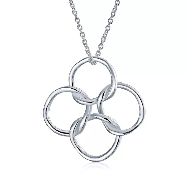 4 Geometric Interlocking Circles Pendant Necklace .925 Sterling Silver