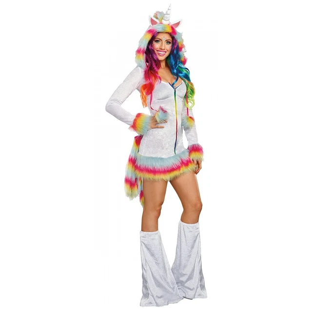 RAINBOW UNICORN COSTUME Adult Sexy Halloween Fancy Dress 32.18 PicClick
