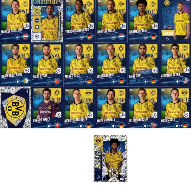 TOPPS UEFA CHAMPIONS League 2023/2024 stickers all 19 Borussia Dortmund