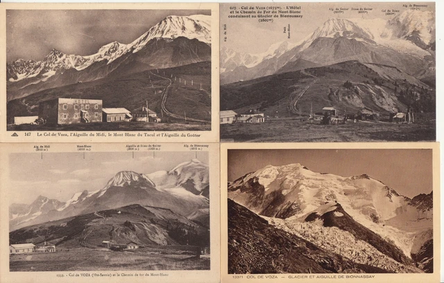 Lot of 4 Antique Old Postcards CHAMONIX MONT-BLANC VOZA Col