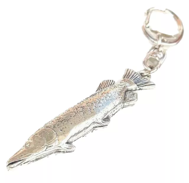 Pike Fish Handcrafted from Solid Pewter In the UK Key Ring-PAG