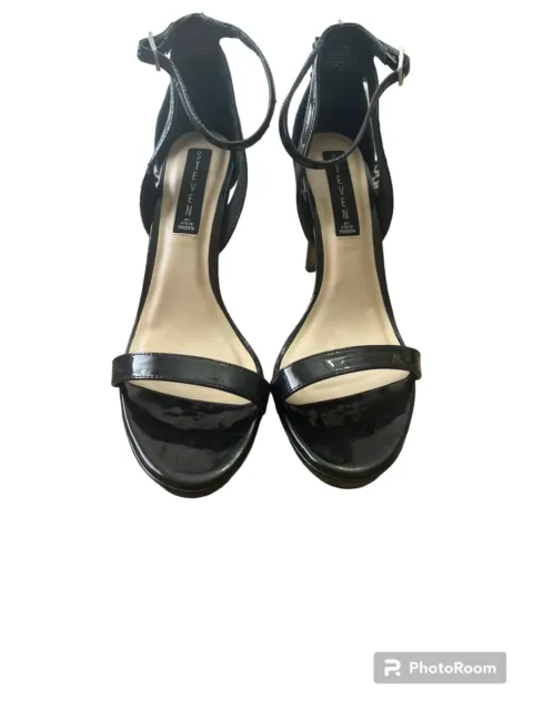 Steven By Steve Madden Women's Rebecca Black Patent Sandal Shoes Us 8.5 M