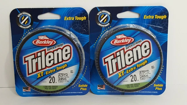 Lot of 2 BERKLEY TRILENE XT Extra Tough Super Strong 20 LB 270 YD Lo Vis Green