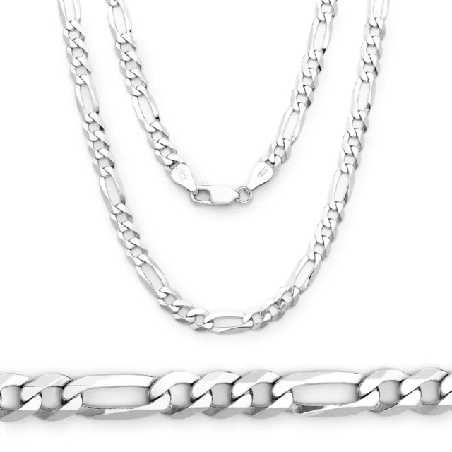3MM Solid 925 Sterling Silver Figaro Link Italian Italy Men's Chain Necklace