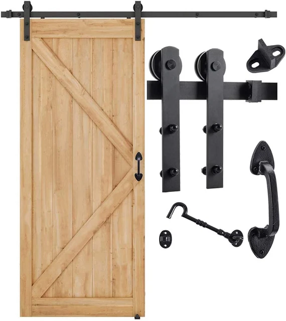 HARDWARE 6.6 FT Heavy Duty Sturdy Sliding Barn Door Hardware Kit (Whole Set Incl