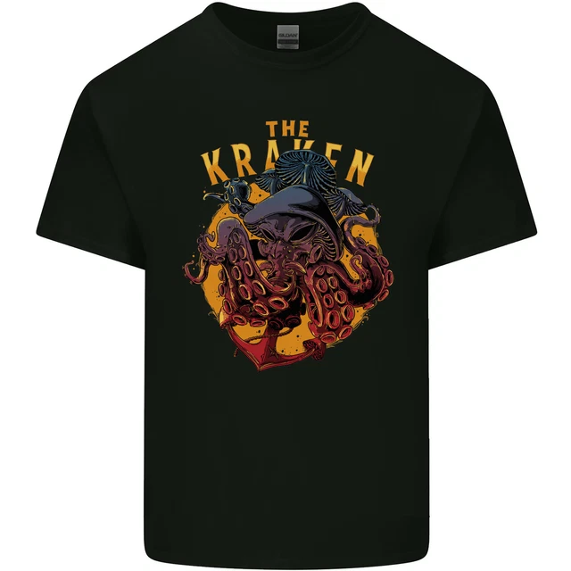 T-shirt Homme Coton Cthulhu Kraken Octopus - Motif Imprimé - Coupe Loose Fit - Gildan