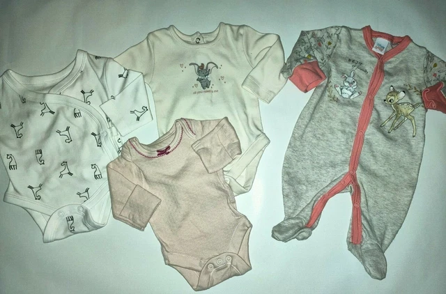 Baby Girls Bundle Newborn Up To 7Lb 6Oz Cotton Bambi Sleepsuit Babygros Vests