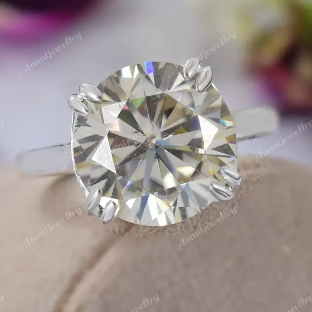 8 Karat Aus Weiß Rund Schliff Diamant Solitär Ring 925 Sterlingsilber