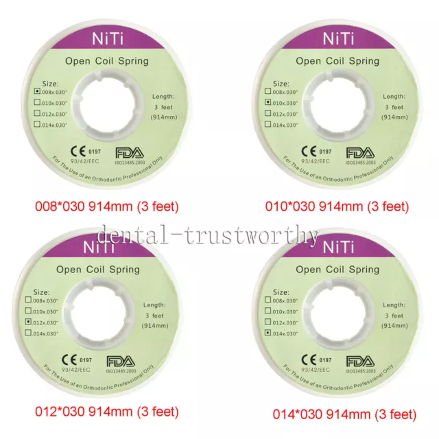 Dental Orthodontic Niti Open Coil Spring 914mm Dia 0.008/0.010/.012/0.014