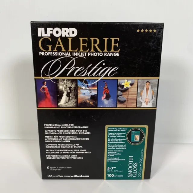 Ilford Galerie Professional Inkjet Photo Prestige Smooth Gloss 5×7″ 100 Sheets