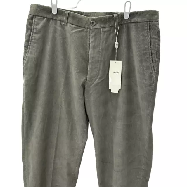 Armani Collezioni Mens Gray Stripe Corduroy Dress Pants NWT Size 38x36 Stretch 2