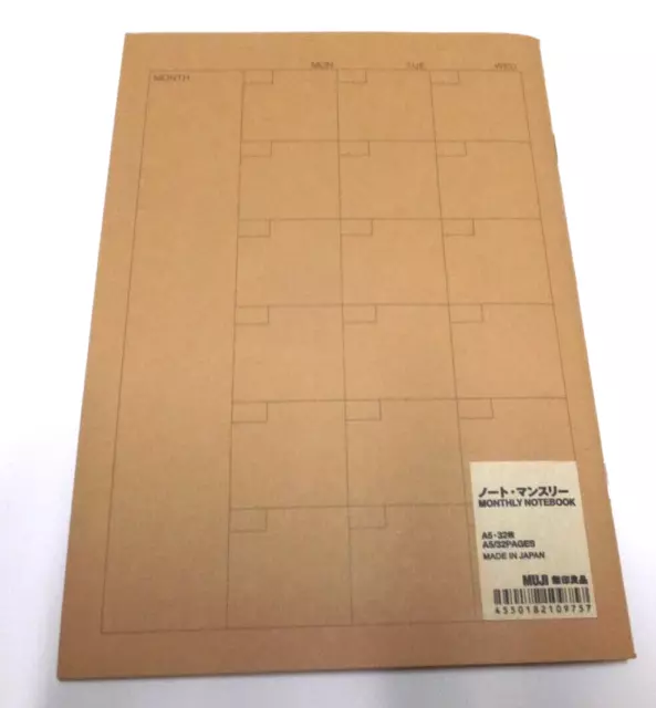 muji schedule note  monthly  note book Japan A5 32P