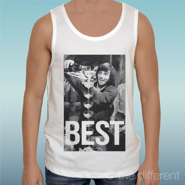 Canotta T-Shirt " George Best Bicchieri Champagne "Canottiera Idea Regalo
