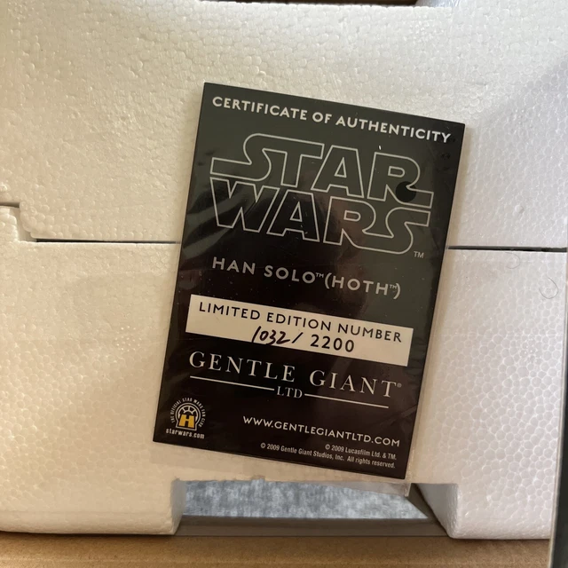 Star Wars Gentle Giant Statue Bust HAN SOLO HOTH (BROWN COAT) L.E #1032 of 2200 2