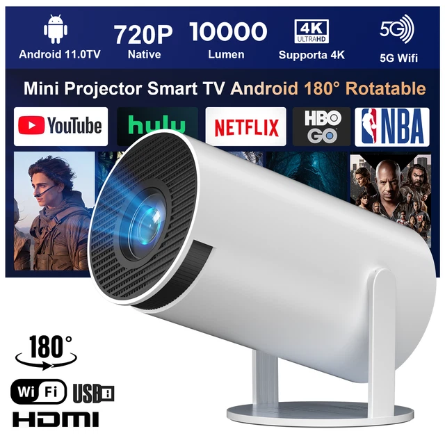 Mini Proiettore Smart 4K E 1080P - WiFi 6, Bluetooth 5.0, 280 ANSI Lumen - Portatile Per Cinema Casa O Esterno - Foto 6