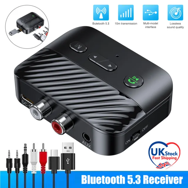 Bluetooth 5.3 Wireless Audio Transmitter Receiver HiFi Music Adapter AUX RCA MP3